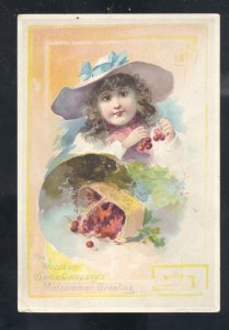 TOLEDO OHIO WOOLSON SPICE COMPANY LION COFFEE PRETTY GIRL VICTORIAN TRADE CARD