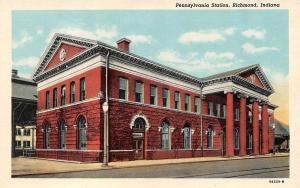 RICHMOND, IN Indiana PENNSYLVANIA RAILROAD STATION Train Depot  c1930's Postcard