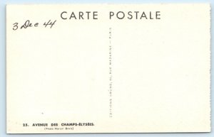 Avenue des Champs Elysees PARIS FRANCE Postcard