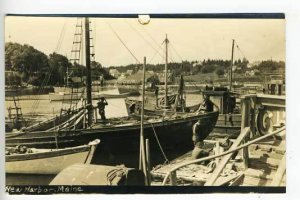 New Harbor ME Shipping View RPPC Postcard