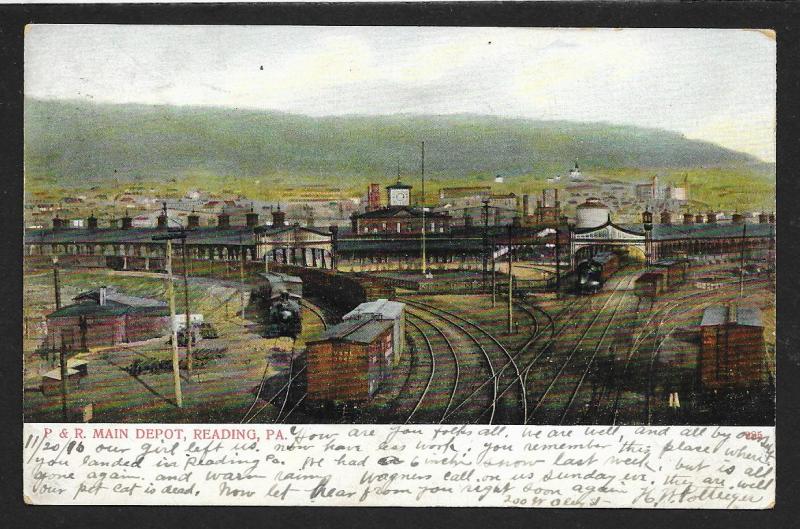 Pennsylvania Railroad Main Train Depot Reading PA Used c1906