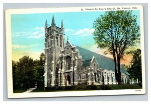 Vintage 1940's Postcard St. Vincent De Paul's Catholic Church Mt. Vernon Ohio