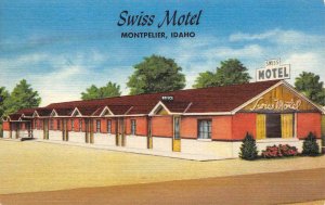 SWISS MOTEL Montpelier, Idaho Roadside Vintage Linen Postcard ca 1940s