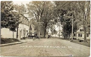 Goodwins Mills ME Dirt Main Street View Truck RPPC Real Photo Postcard