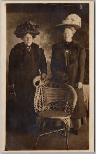 Voglers Cove NS Two Women with Hats Portrait 1911 Corkum ?? RPPC Postcard H81
