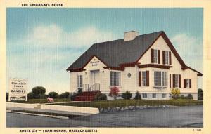 Framingham Massachusetts Chocolate House Exterior Linen Antique Postcard K14371