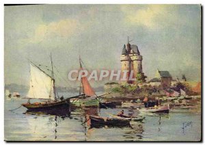 Modern Postcard Port Saint-Servan and the Tour Solidor