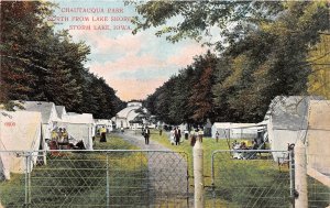 J45/ Storm Lake Iowa Postcard c1910 Chautauqua Park Tents Lake Shore 247