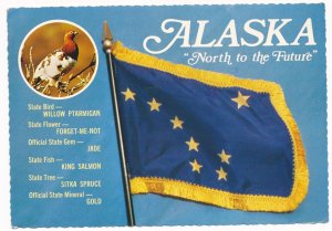 Flag of Alaska - Ptarmaigan Forget-Me-Not Jade Salmon Spruce Gold - pm 1982