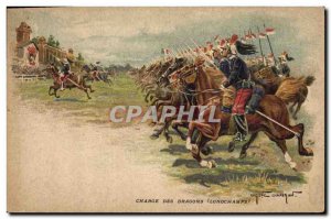 Old Postcard Army Charging Longchamps Dragons