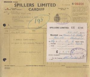 Spillers Sacks Of Dog Animal Foods Cardiff Wales Welsh 1943 WW2 Receipt Ephemera