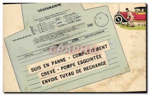 Old Postcard Telegram Am Love failed Automotive