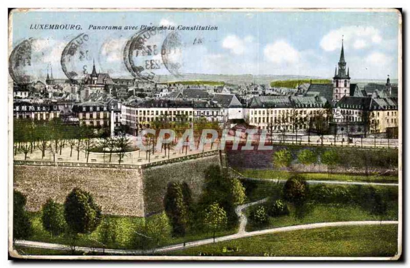 Luxembourg Old Postcard Panorama with Square Castitution