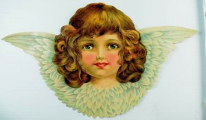 1870s-80s Lovely Giant Winged Angel Die Cut Victorian 7 1/4 X 12 1/2 L17
