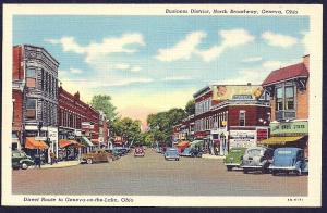 North Broadway Business District Geneva Ohio unused c1944