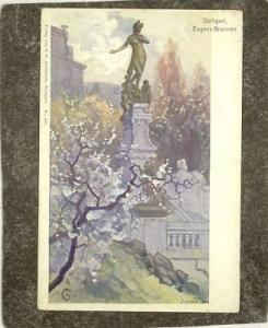 STUTTGART GERMANY EUGENS BRUNNEN postkarte Postcard
