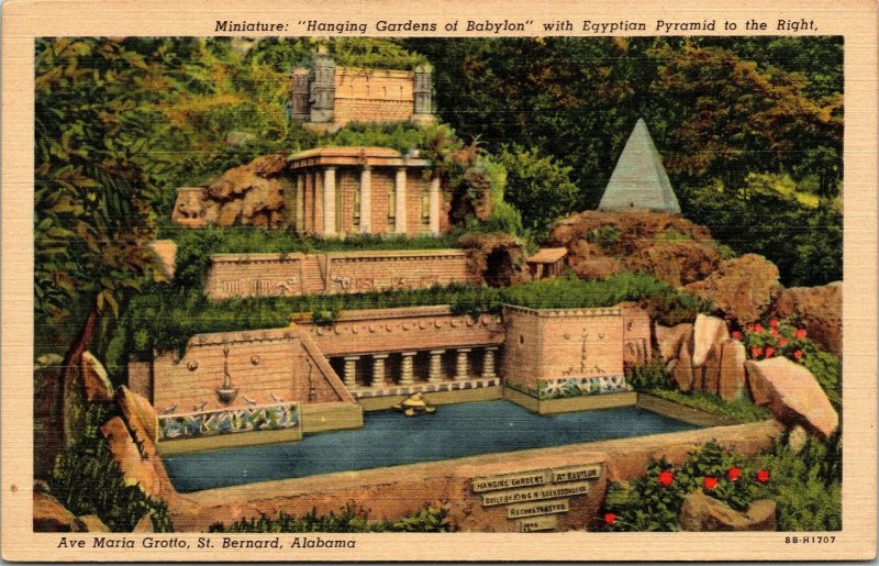 Postcard AL St. Bernard Hanging Gardens of Babylon Ave Maria Grotto 1930s L14