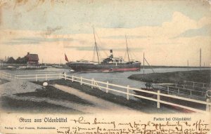 Gruss aus Oldenbüttel Steamship Germany 1906 Hand-Colored Vintage Postcard