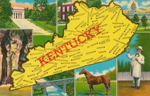 Map of Kentucky - The Blue Grass State - Multiview - pm 1970