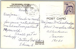 Little Compton Rhode Island 1979 Postcard The Brownell House