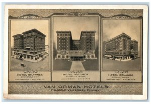 c1930's Van Orman Hotels Building Multiview Decatur Illinois IL Vintage Postcard