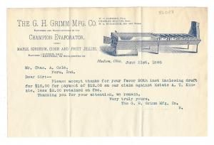 1898 Illustrated Letterhead Champion Evaporator G H Grimm