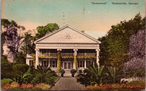 Hand Colored Postcard Greenwood Plantation in Thomasville, Georgia