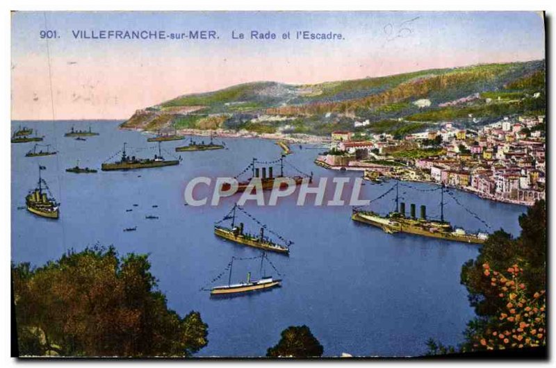 Old Postcard Villefranche Sur Mer and Rade & # 39Escadre Charter