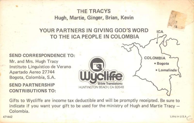 Wycliff Bible Translators Colombia Missionaries Ica People Non PC AA61448