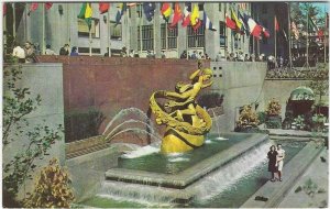 VTG postcard, the Prometheus Statue, Rockefeller Center, N.Y.C., N.Y.