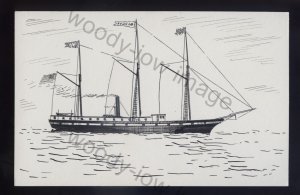 pen046 - Original Pen & Ink Postcard - USA Merchant Ship - Bangor , built 1844