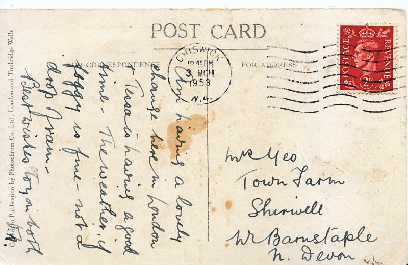 Genealogy Postcard - Yeo or Geo? - Shirwell - W. Barnstaple - Near Devon 622A 