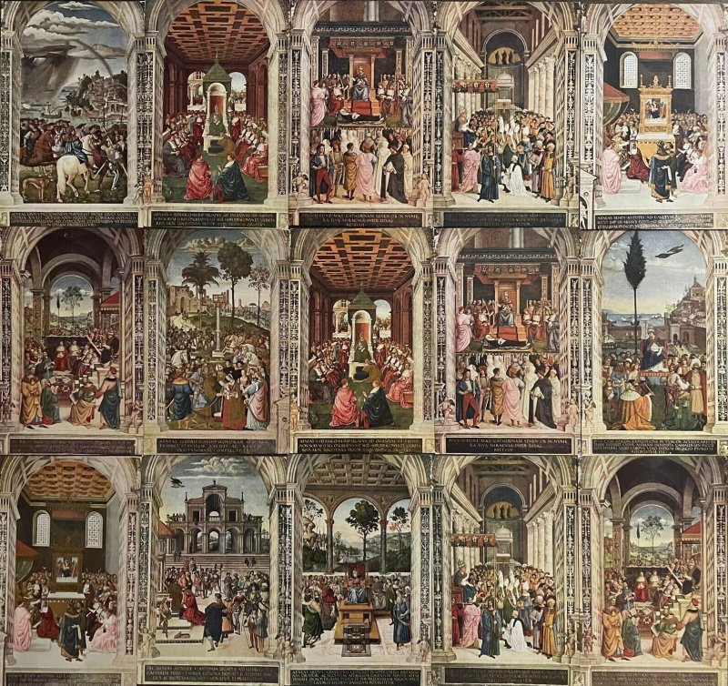 Enea Piccolomini as Pope Pius II by PINTURICCHIO Siena cathedral postcards lot 