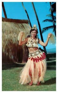 Tahitian Dancer garbed in the traditional outfit Hawaii Postcard