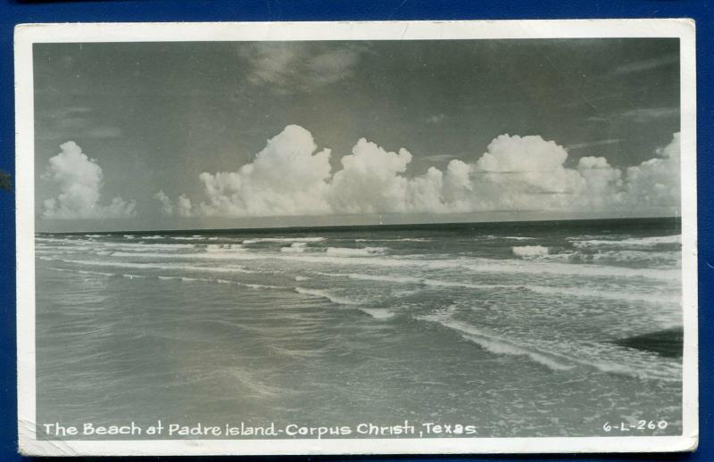 Beach at Padre Island Corpus Christi Texas tx real photo postcard RPPC