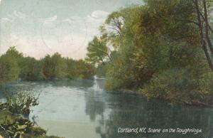 Scene on Tioughnioga River at Cortland NY, New York - pm 1909 - UDB