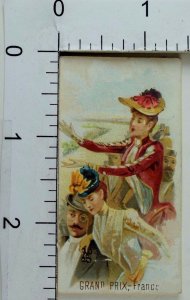 Victorian Trade Card Grand Prix-France Man Top Hat Monocle Pretty Ladies F68