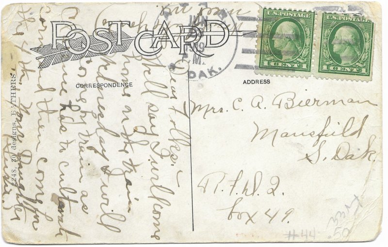 US Agar South Dakota Watering Hole.  Stamp #498 pair.  1919 wow