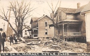 J69/ Warren Ohio RPPC Postcard c1910 Flood Disaster Market St Home 443