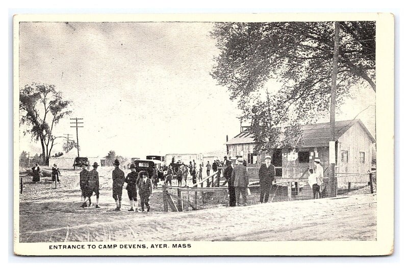 Postcard Entrance To Camp Devens Ayer Mass. Massachusetts U. S. Army
