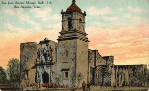 Vintage Postcard 1910's San Jose Second Mission Built 1718 San Antonio Texas TX