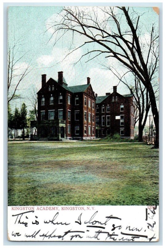 1909 Kingston Academy Exterior View Building Kingston New York Vintage Postcard