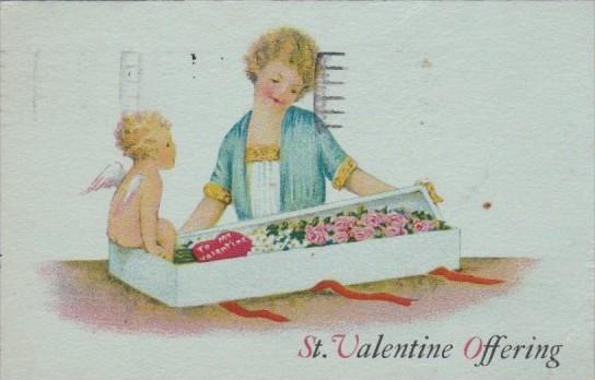 Valentine's Day Girl Opening Box Of Flowers 1931