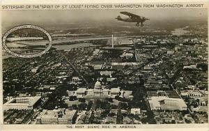 RPPC Sistership The Spirit of St. Louis Washington Airport 1049 postcard