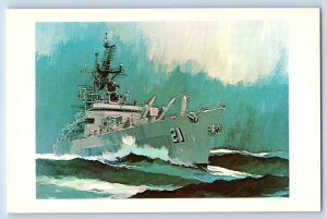 Postcard USS Gridley Guided Missile Cruiser Battleship Warship c1960's Vintage