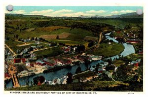 Postcard AERIAL VIEW SCENE Montpelier Vermont VT AQ7541