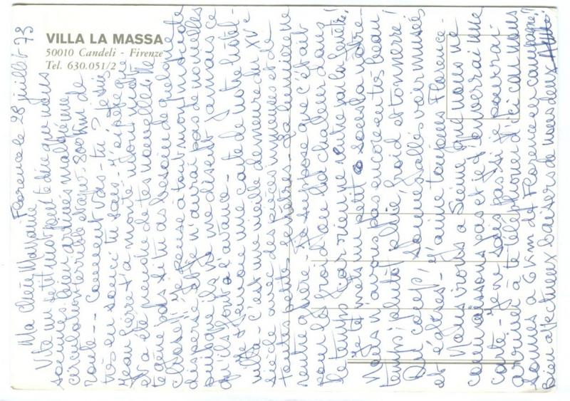 Italy, VILLA LA MASSA, Candeli, Firenze, 1973 used Postcard
