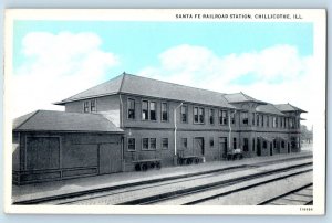 c1940s Santa Fe Railroad Station Scene Chillicothe Illinois IL Unposted Postcard