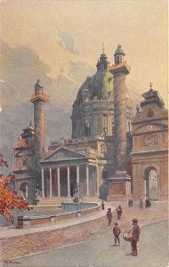 Lot 98 wien vienna karlskirche austria painting postcard seller