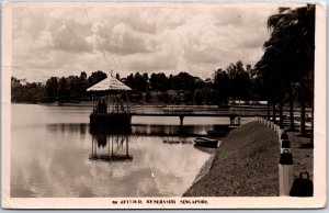 VINTAGE POSTCARD MACRITCHIE RESERVOIR IN SINGAPORE REAL PHOTO VALUABLE STAMPS